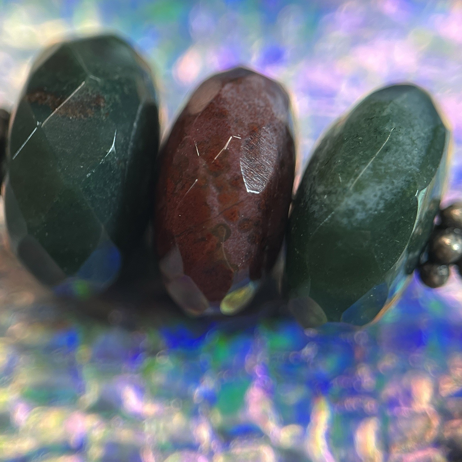 Vintage 18” Faceted Agate Necklace With Sterling Closure