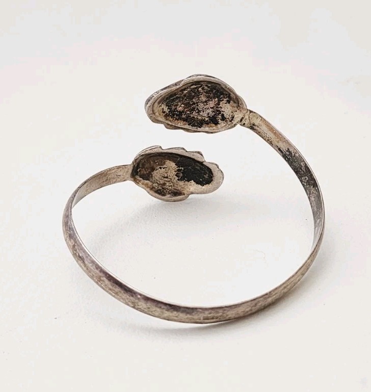 Vintage Solid Sterling Silver Clam Shell Cuff Bracelet Adjustable 7”, 17.48g