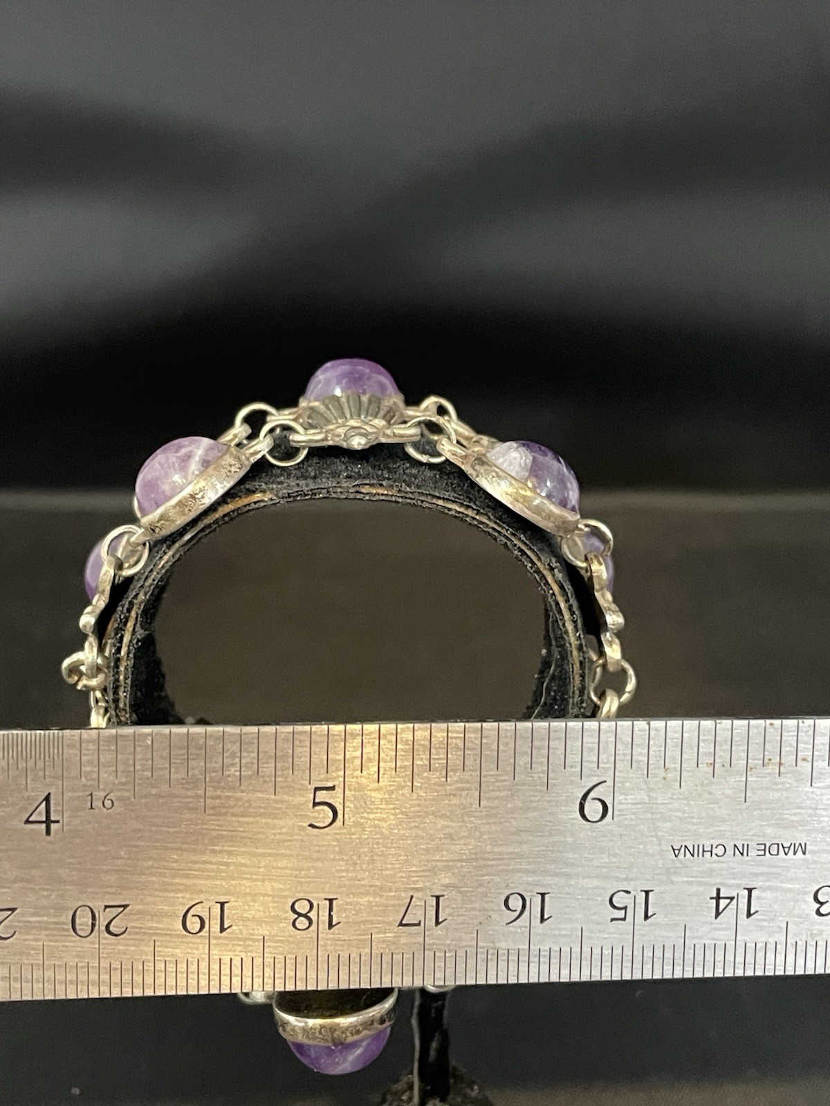 Los Castillo, Taxco Amethyst Bracelet Sterling Silver Mexico 32.3 dwt / 51.1 g