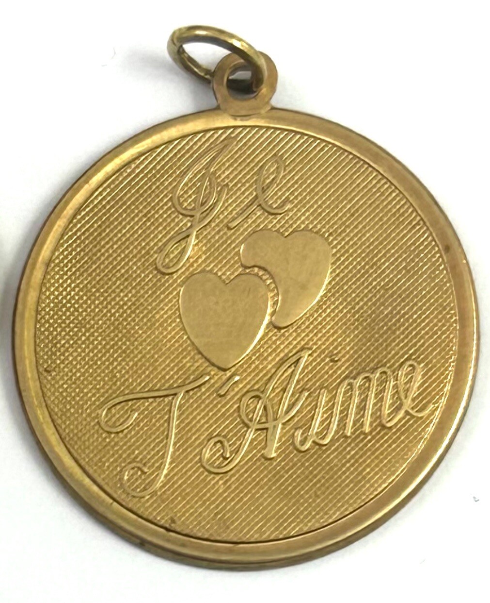 Vintage Charm French I Love You Necklace Pendant Brass Jewelry – Tarnished As Is