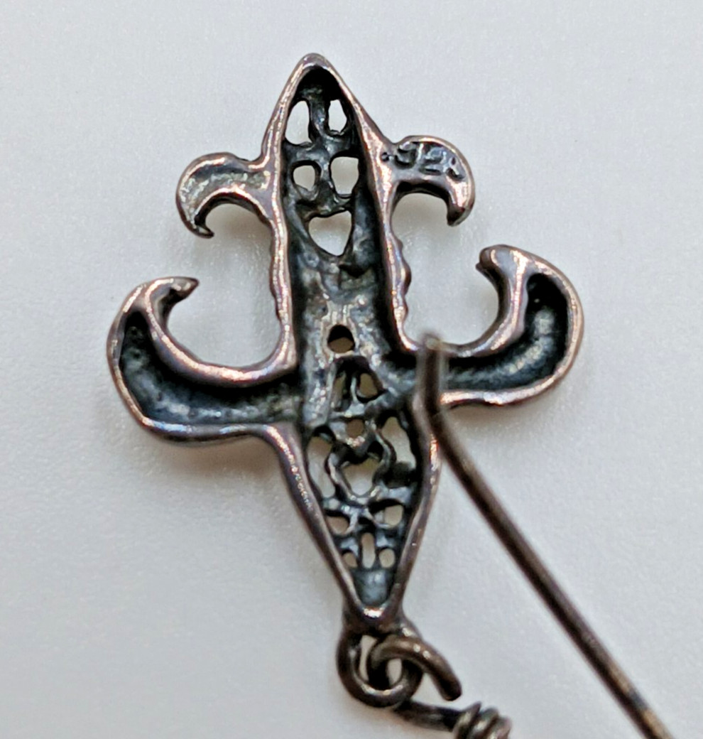 VTG 925 Fleur De Lis Dangle Earrings 1.5in Drop Sterling Silver 2g Estate