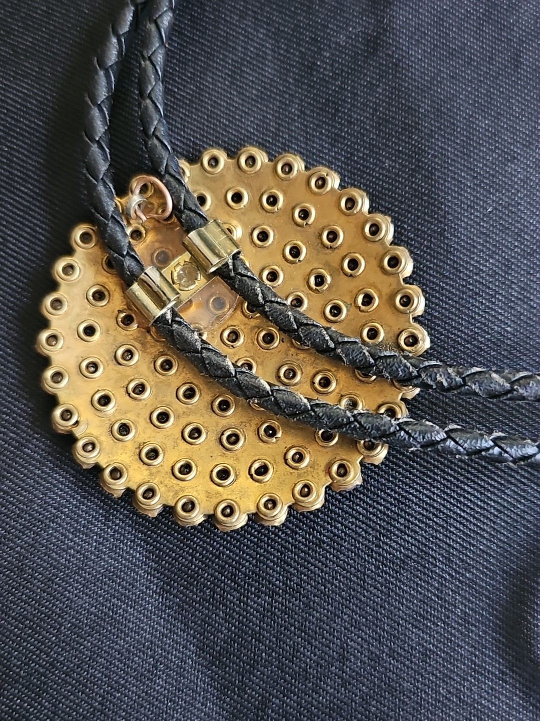 Vintage PINK Rhinestone Lariat Bolo Leather Necklace