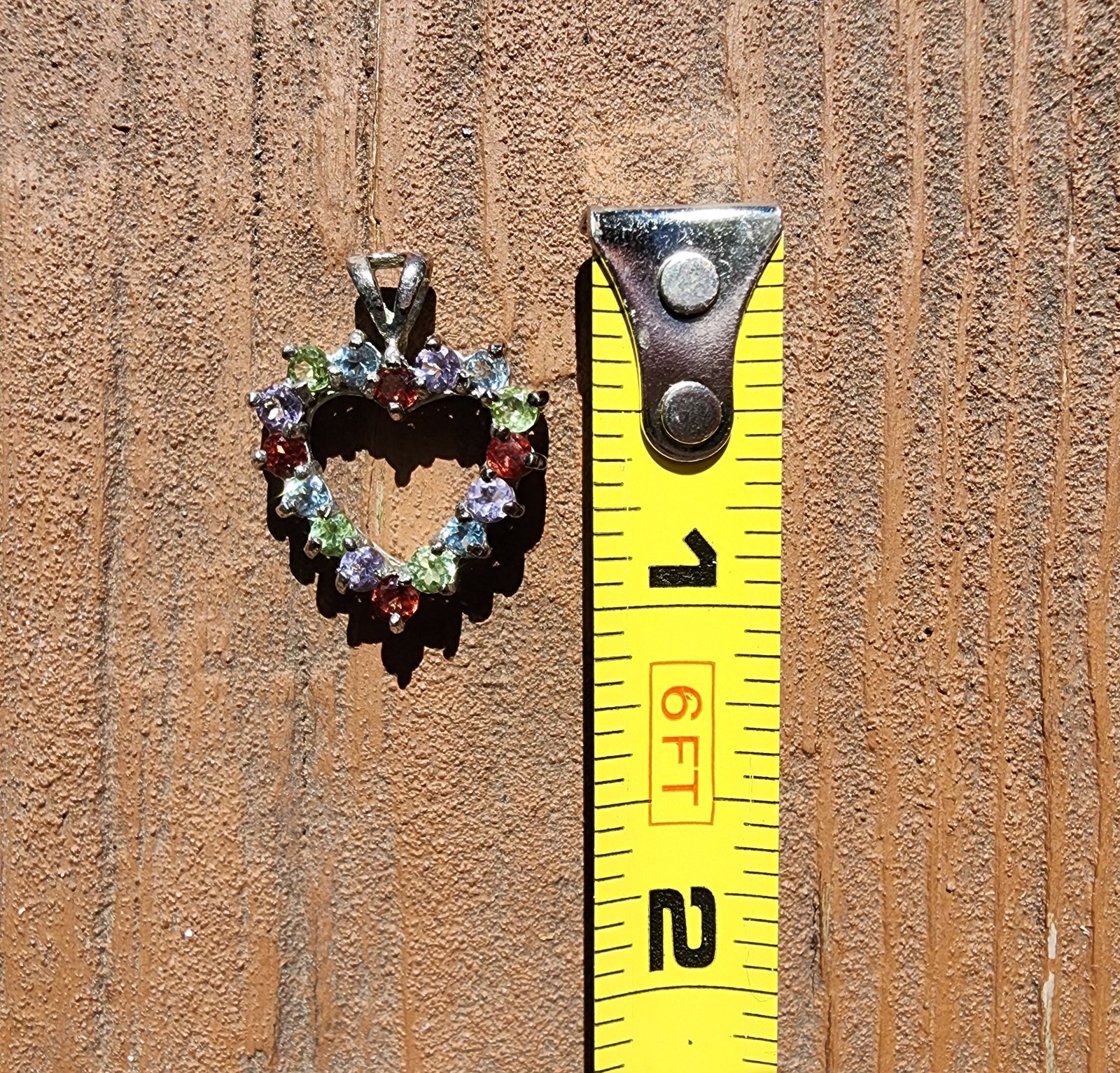 DBJ Dee Berkle 925 Sterling Silver Vintage Multicolor Gemstone Heart Pendant