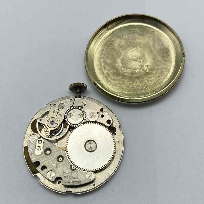Vintage Bercona Swiss Manual Wind Pendant Watch Two-Tone Scrolled Back 34mm