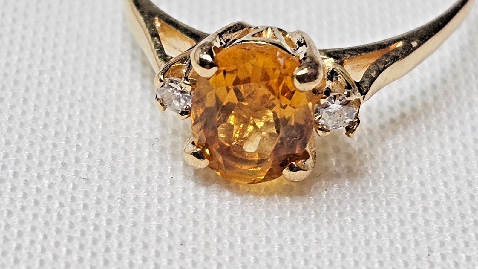 Vintage 14K Yellow Gold Citrine Diamond Ring 2.0 Grams Repair/Repurpose – Notes