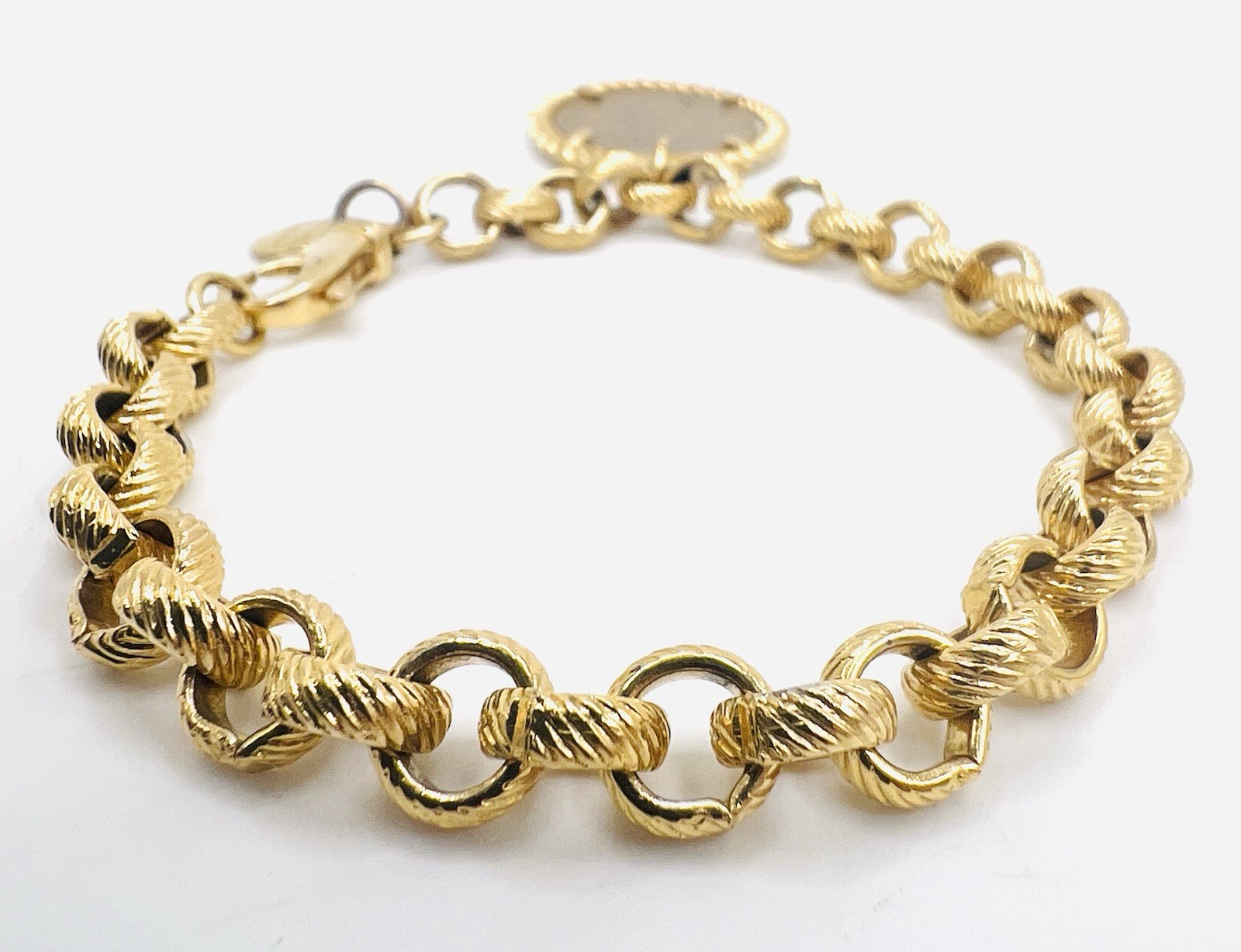 Vintage Dyadema Italy Bronze Coin Chain Link Bracelet 7.5”