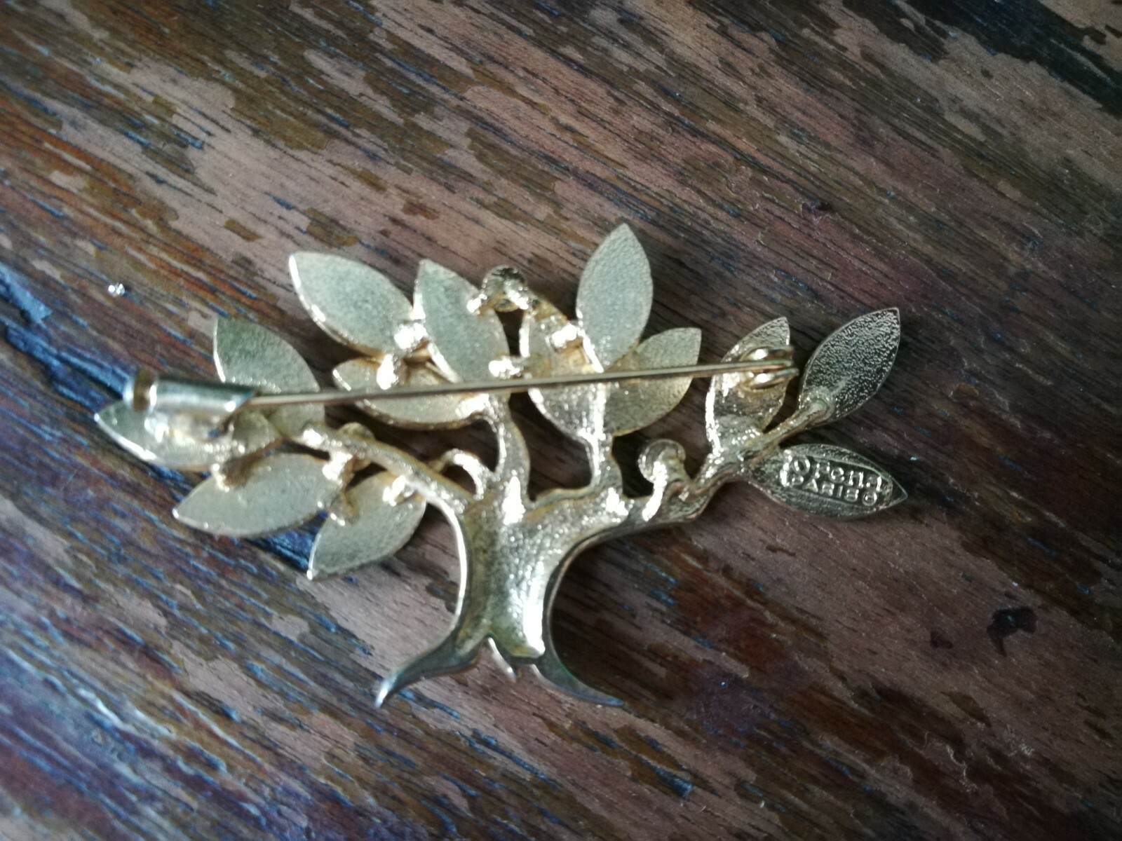 Vintage Orena Paris Tree of Life Gold Tone Brooch Pin Trombone clasp