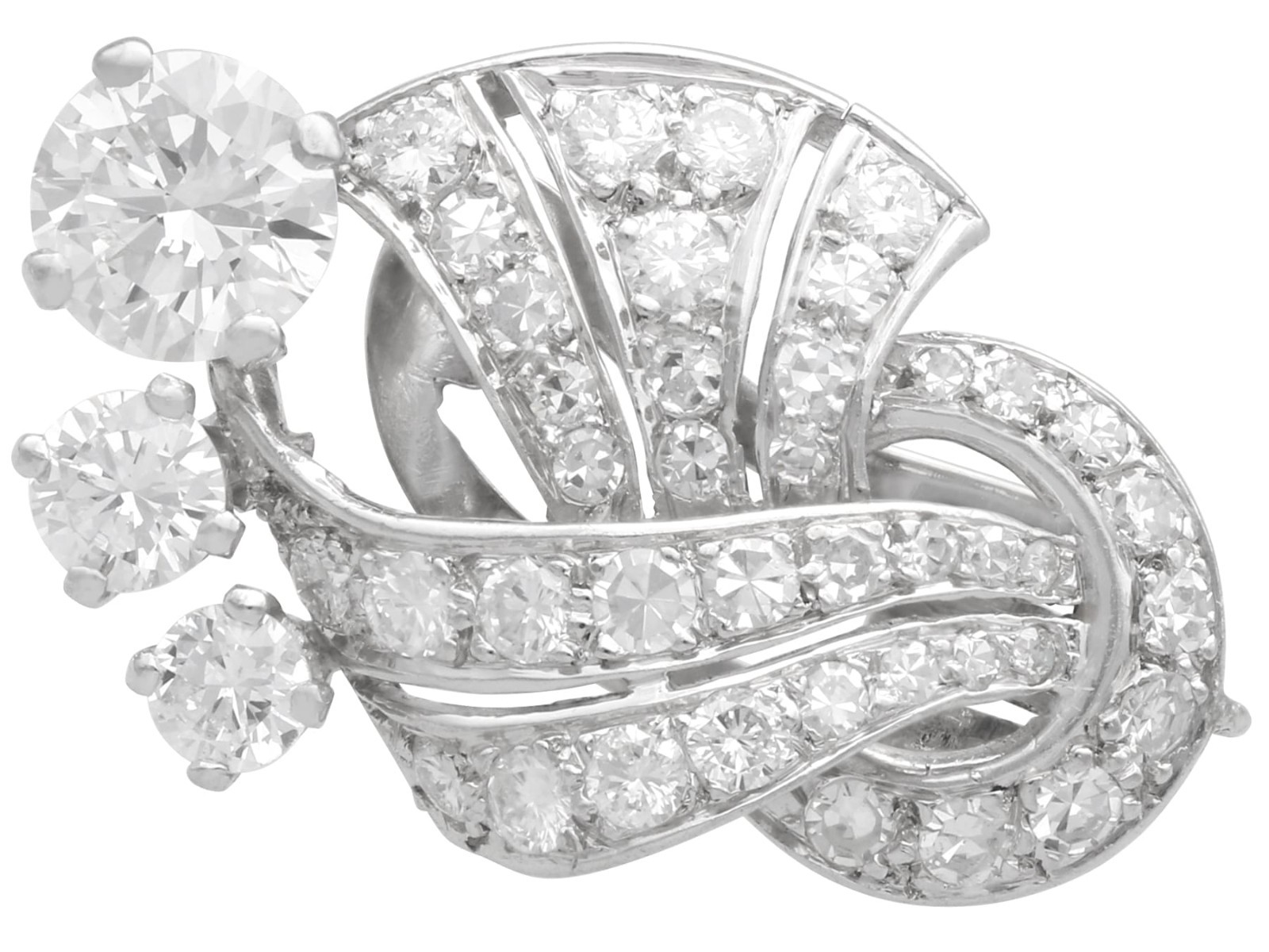 Vintage Art Deco 5.09Ct Diamond and Platinum Earrings Circa 1950
