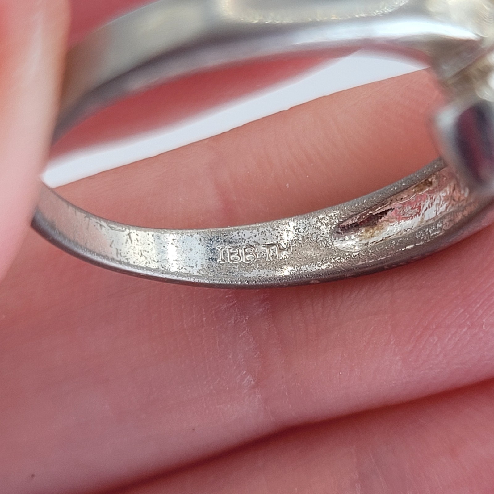 Vintage IBB 925 Sterling Silver Trillion Cut Pink CZ Bypass Ring Size 6.75