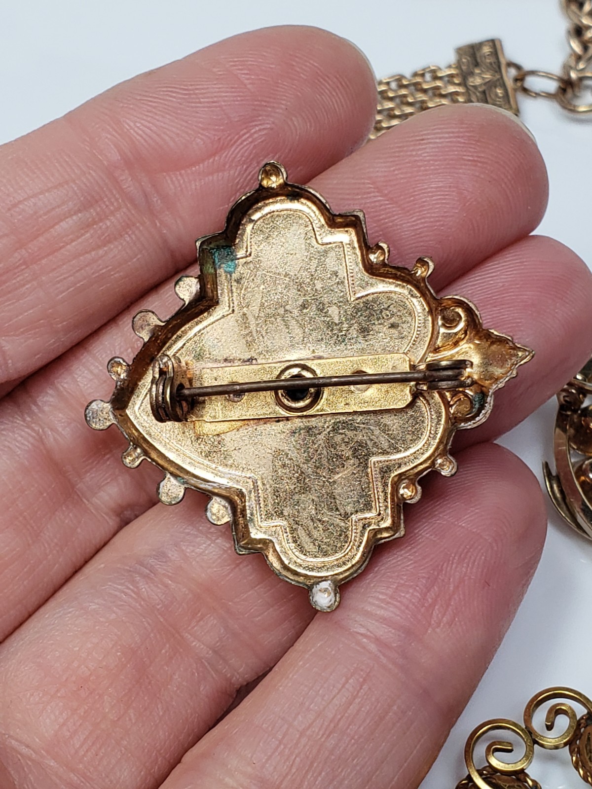Antique Victorian Gold Filled Choker Watch Mesh Chain Necklace Bracelet Pin Lot