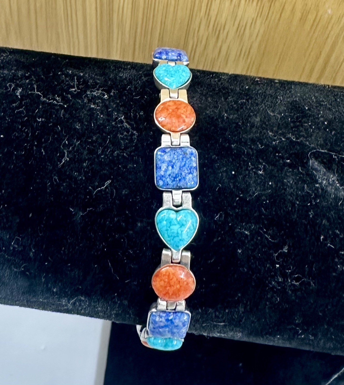 CAROLYN POLLACK Sterling Silver Lapis Lazuli Turquoise Coral REVERSIBLE Bracelet