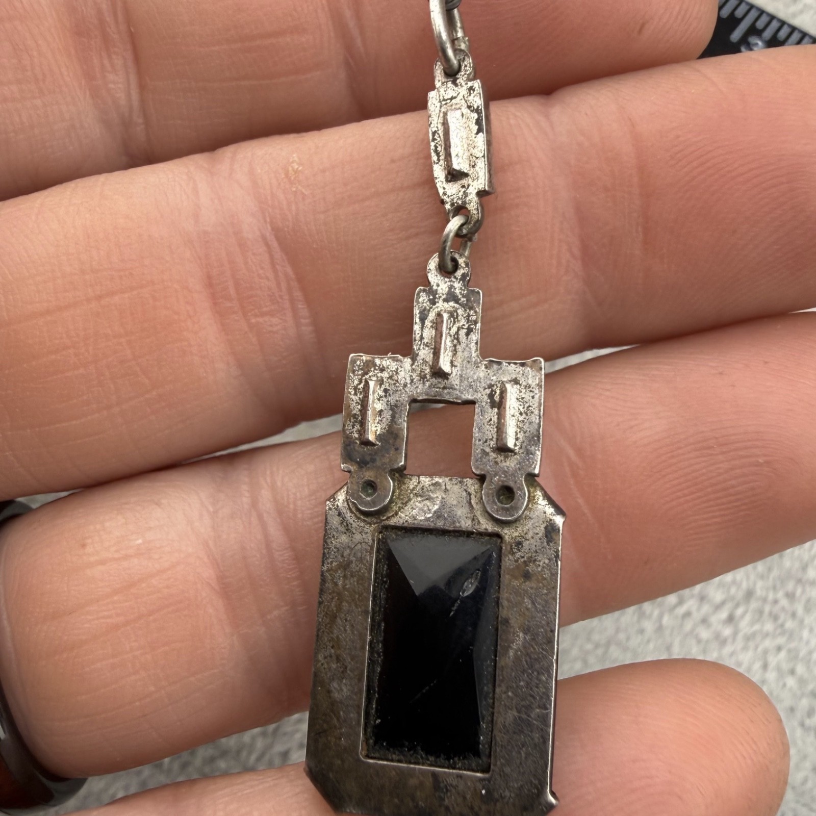 Vintage Sterling Silver Art Deco Necklace Titanic 16”