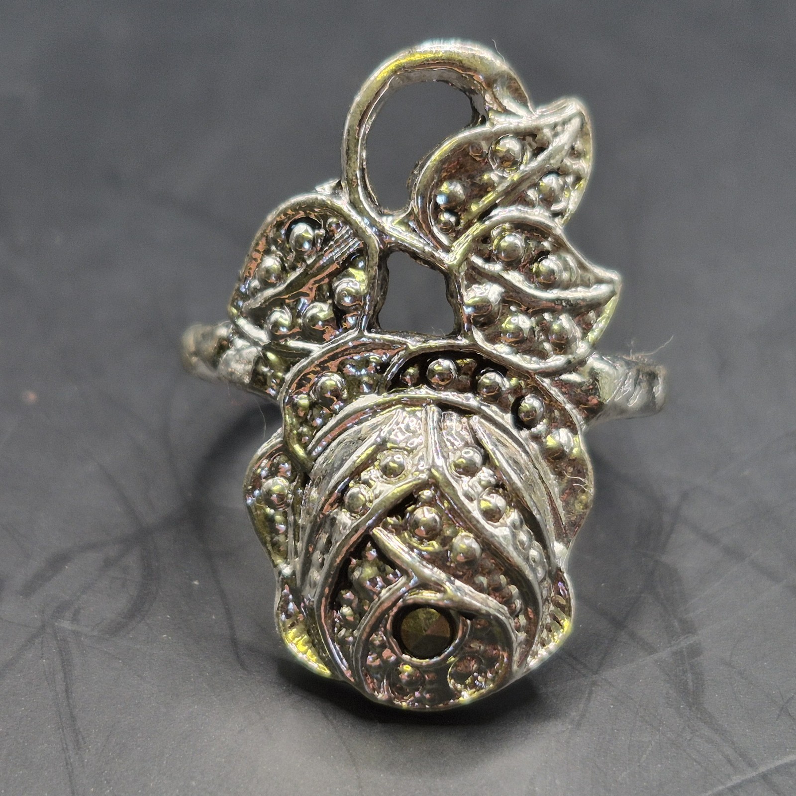 Vtg 6 Ring Collection Lot Size 6 Gold&Silver Tone Red Clear Pink Stones Costume