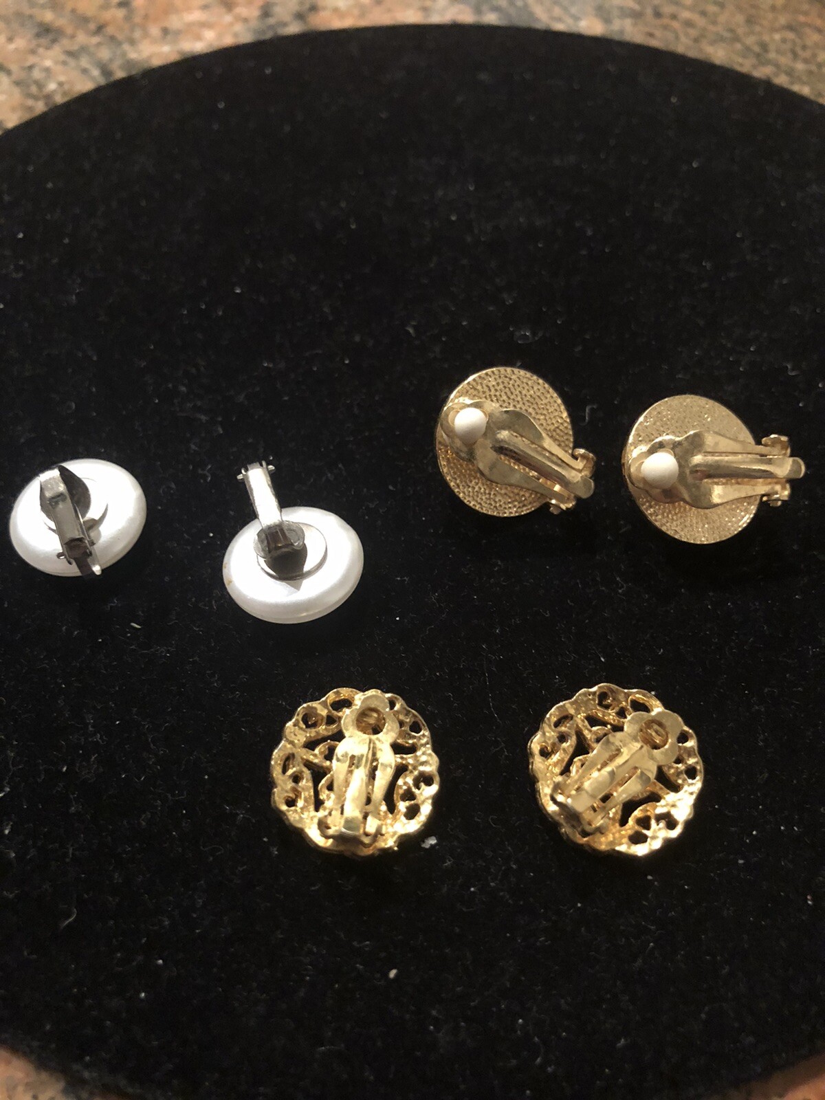 3 PR. LOT VINTAGE EARRINGS GOLD TONE FAUX PEARL ALL CLIPS All “Minty” Condition