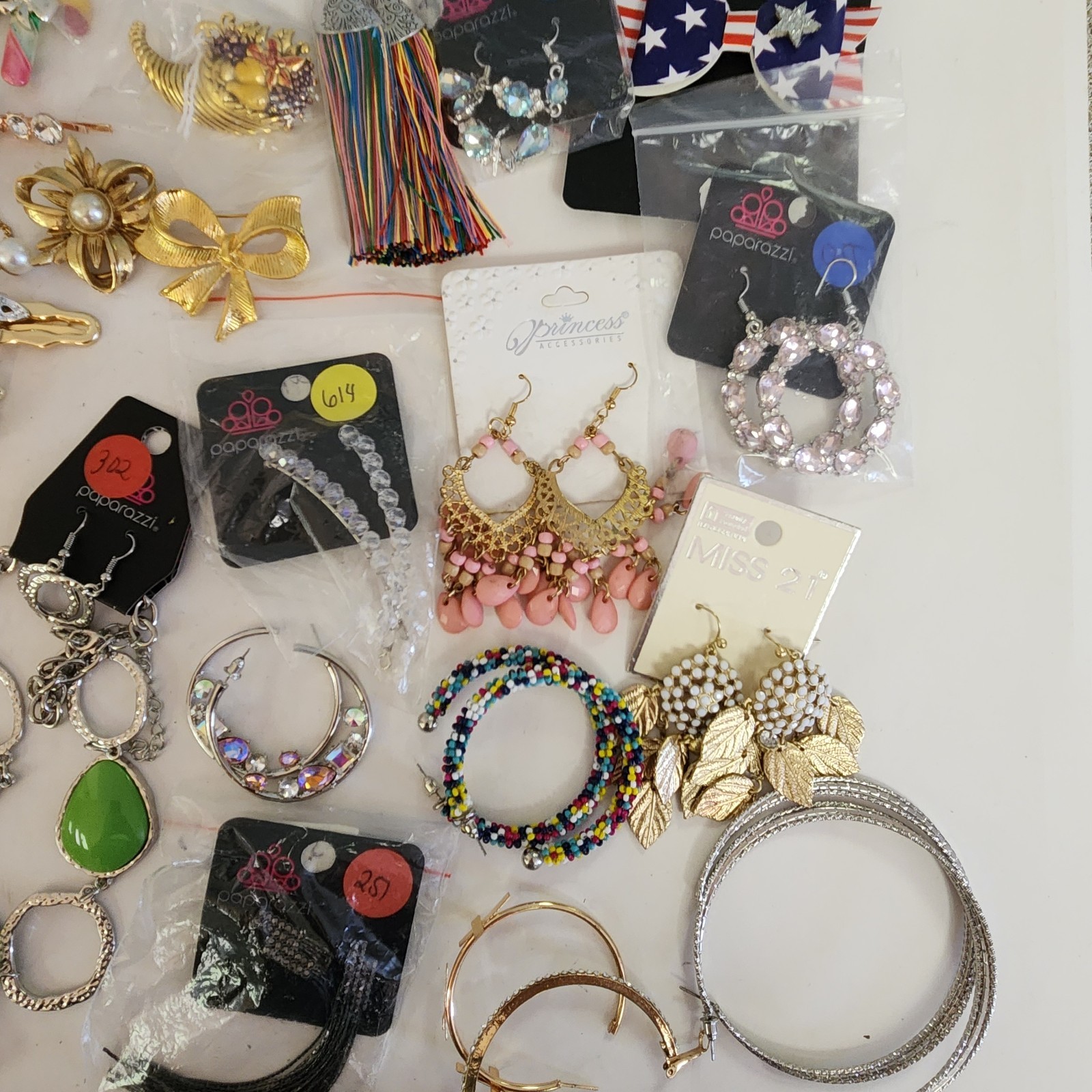 Lot (A) Of New & Used Costume Jewelry Modern Earrings Pins Necklaces Reseller