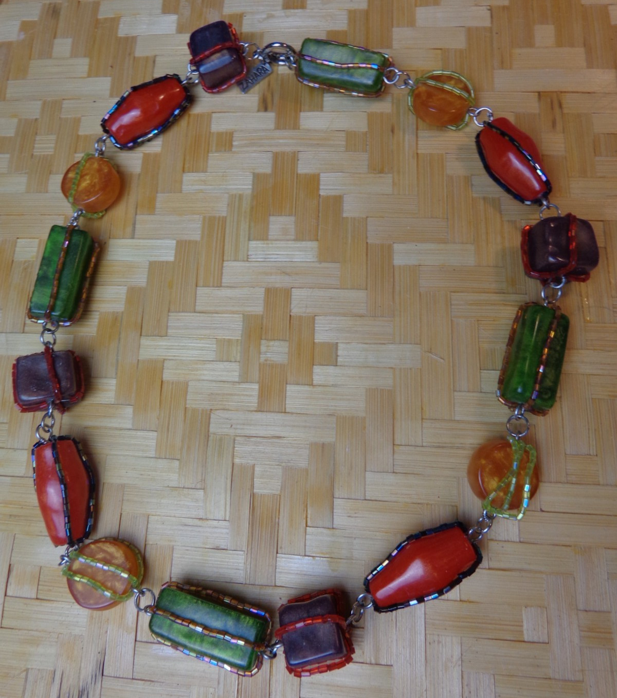 ZAHARA Necklace Chunky Signed Vintage Resin Beaded Statement Boho Whimsy