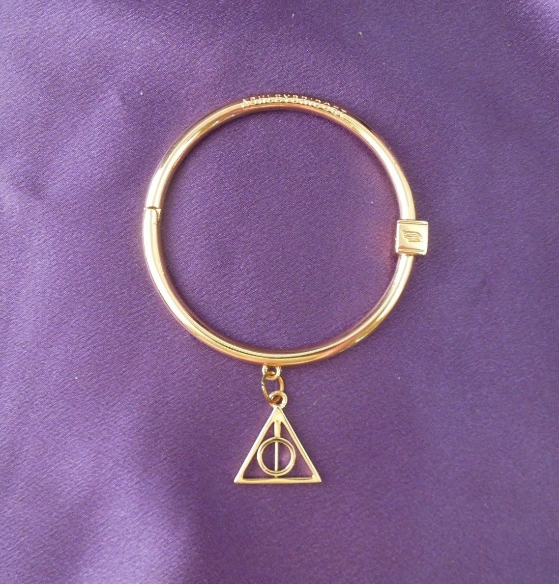 Ashley Bridget Artist Designed Gold Tone Bangle Bracelet W/ Charm