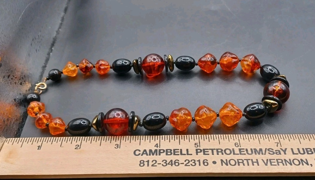 Vintage Tortoise Shell Acrylic & Plastic Bib Necklace