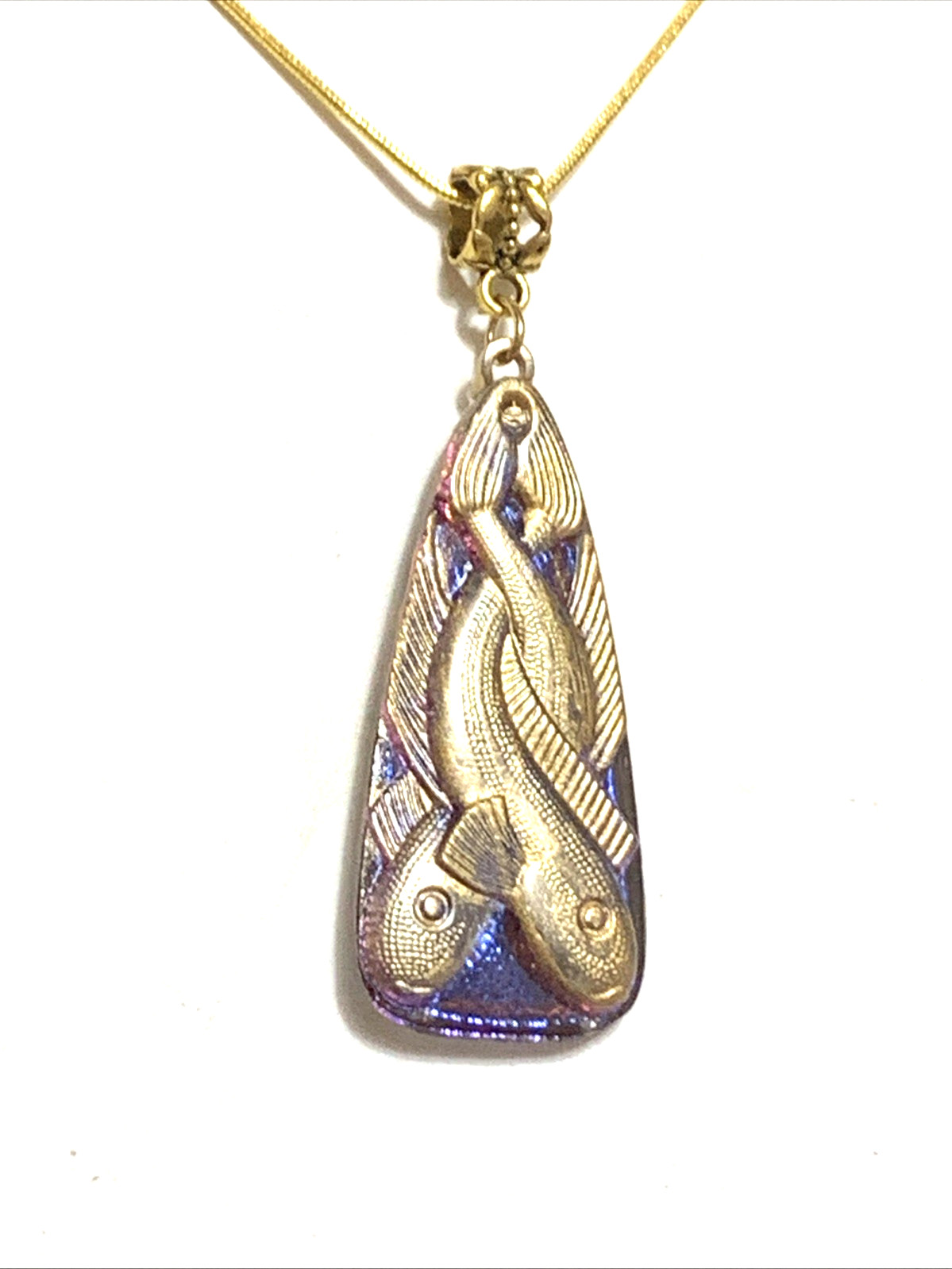 RARE-ANTIQUE EGYPT REVIVAL VIOLET/BLUE FLASH CZECH GLASS SERPENT NECKLACE.g#2NEW