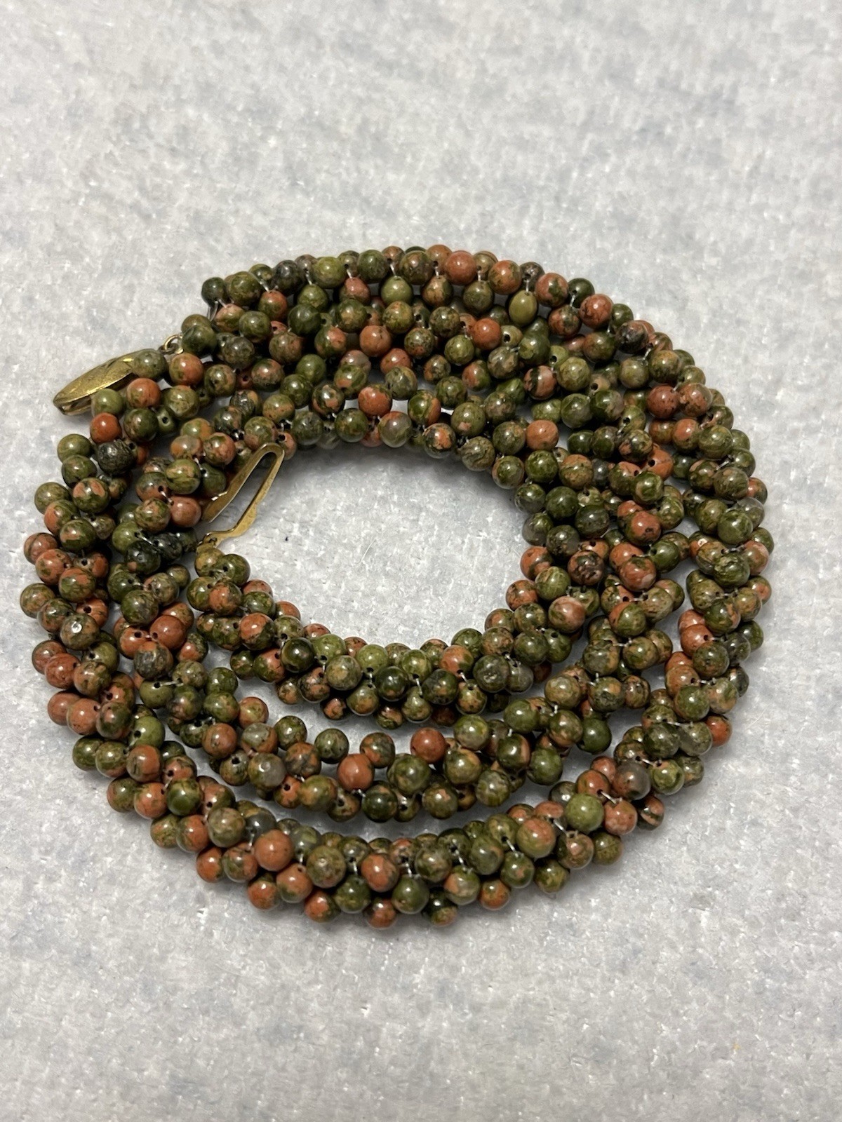 VINTAGE SOUTHWESTERN ARTISAN UNAKITE STONE NECKLACE 22.5” STERLING SILVER 925