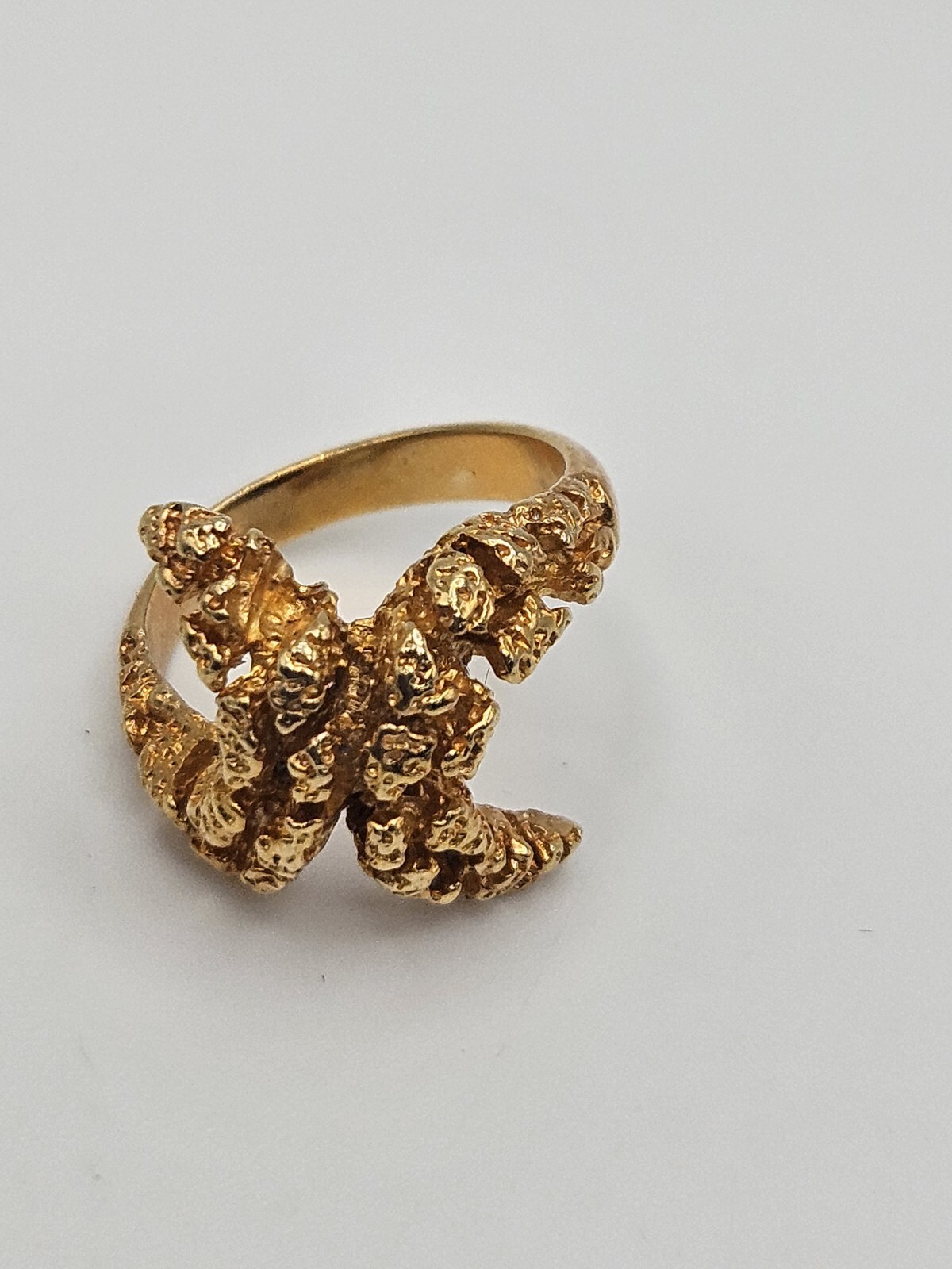 Vintage Modernist Gold Tone Finish Over Brass Petite Ring Size 6