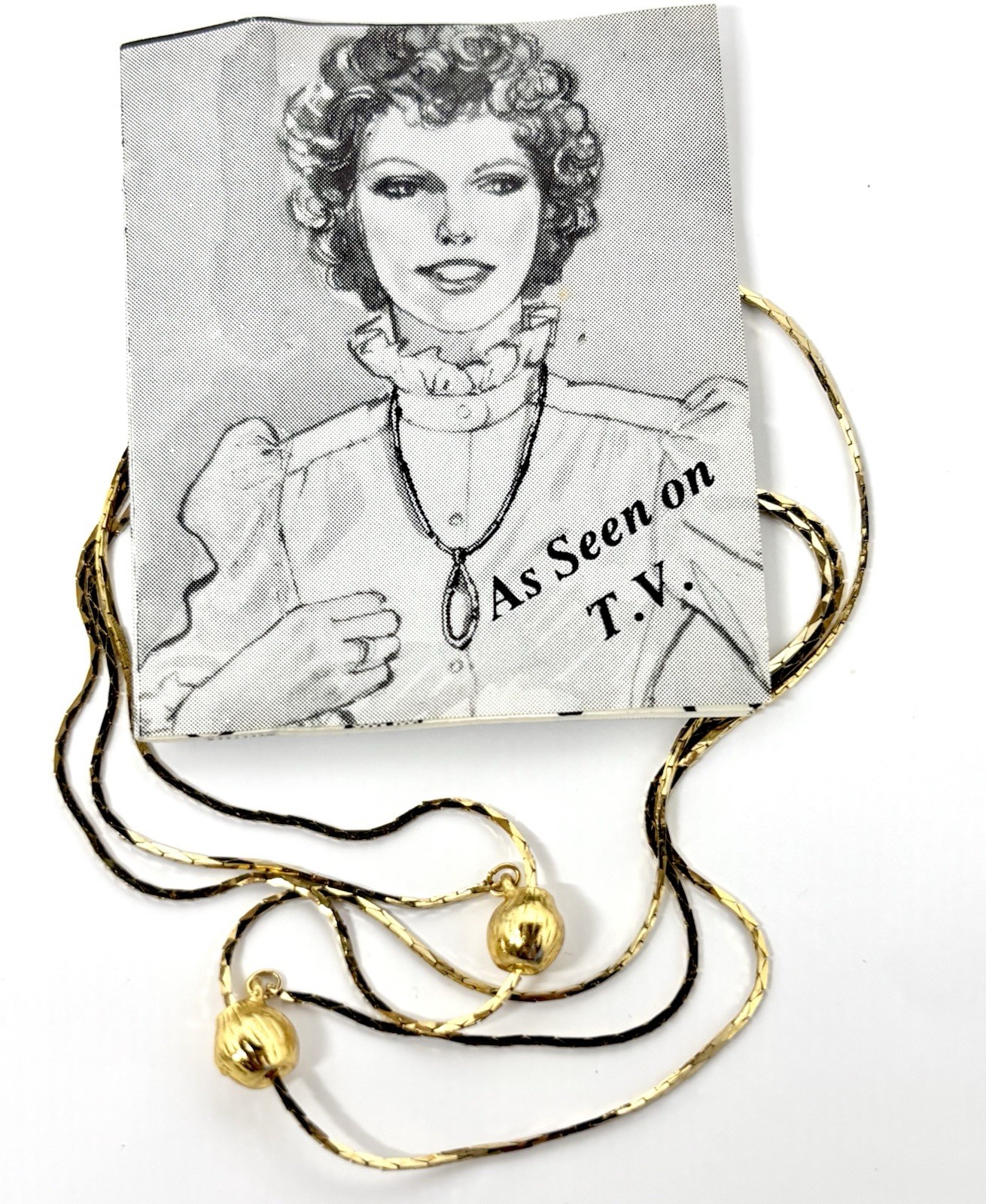 Vintage Gold Tone Sliding Chains Adjustable Style 30” New Old Stock with Manual