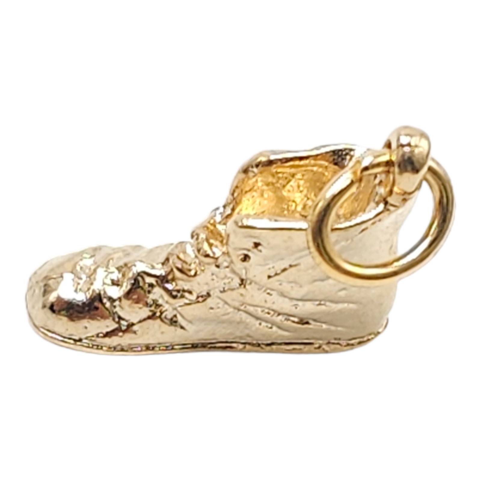 Hammered Boot Booties Dangle Drop Charm Gold Tone Plated Vintage