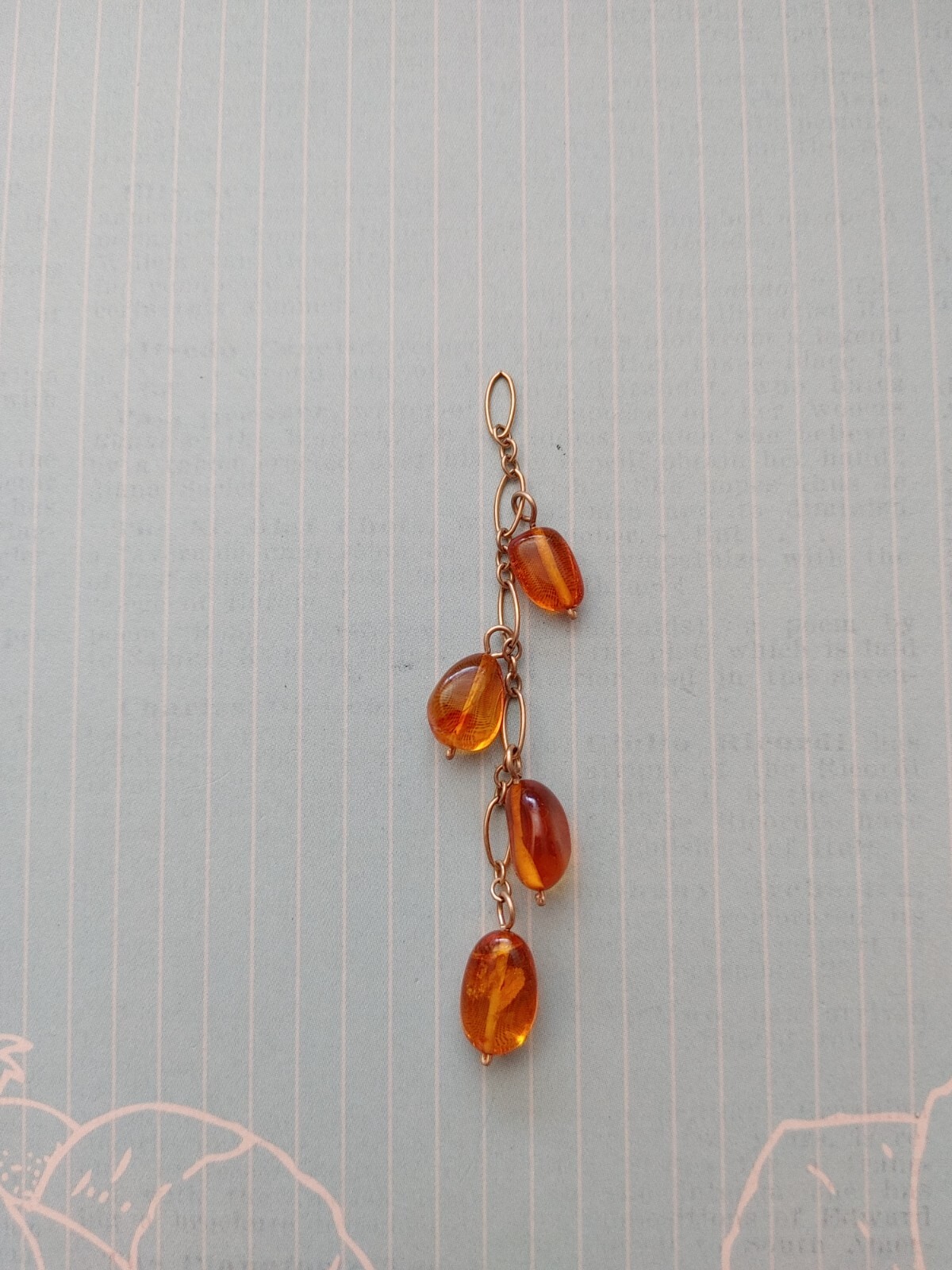 vintage unworn old stock honey amber cluster yellow 14k gold filled chain 3″