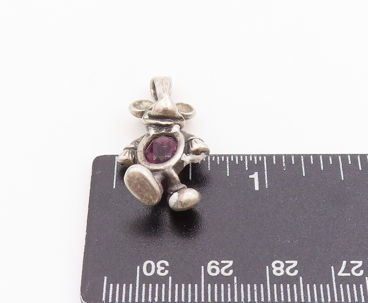 925 Sterling Silver Vintage Pendant DISNEY Amethyst Micky Mouse Charm PT24495