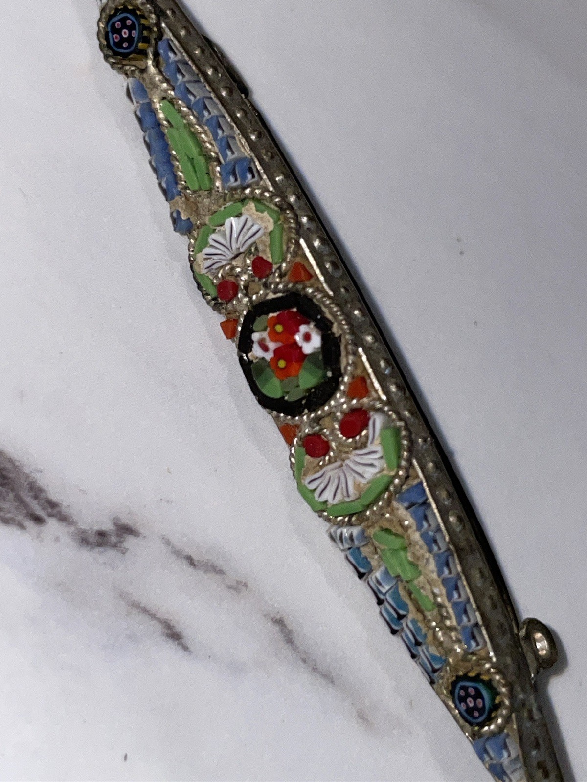 Antique Floral Micro Mosaic Jewelry LOT Earrings and Brooches