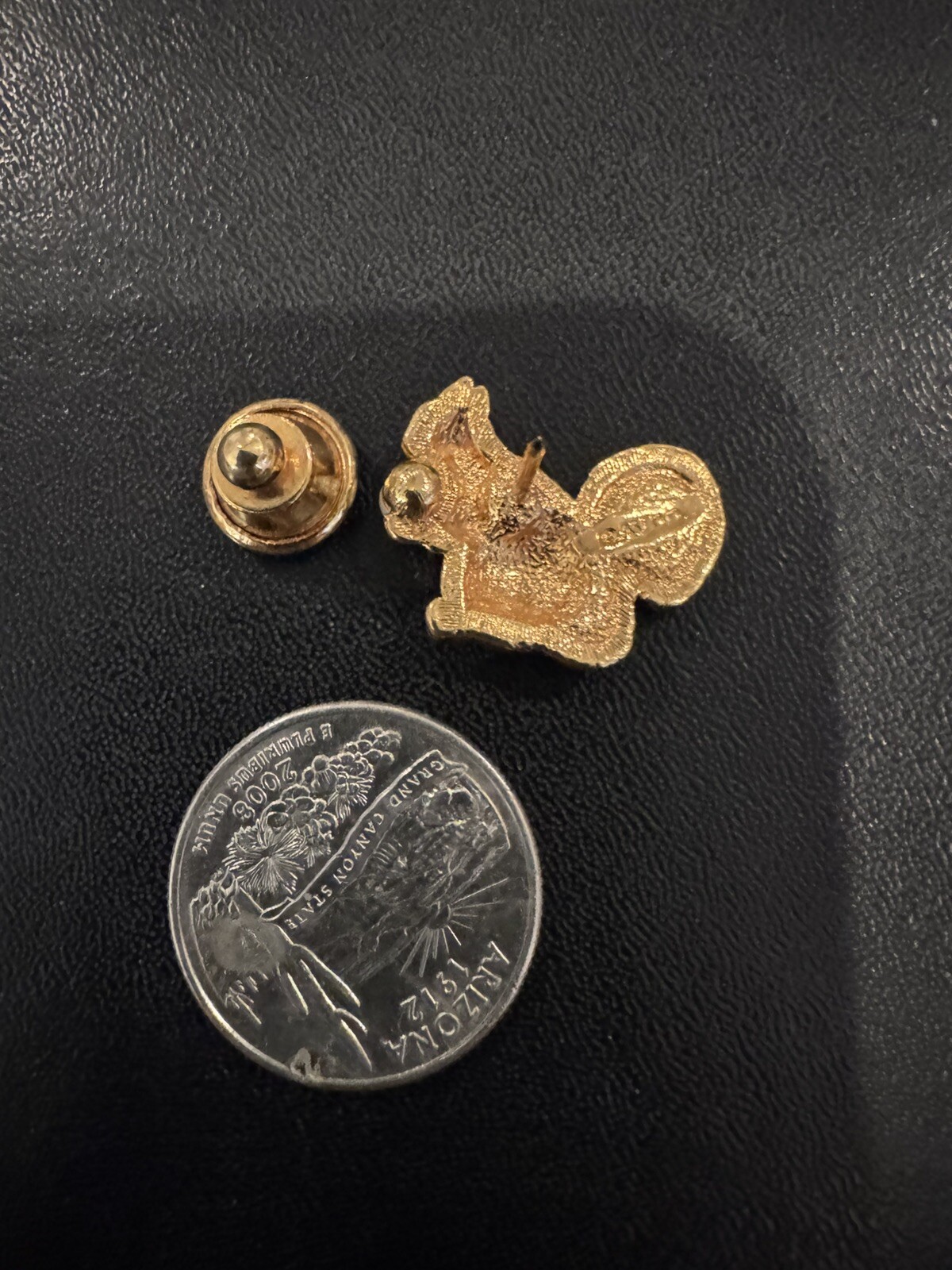 Vintage Squirrel Nut Rhinestone Faux Pearl Gold Tone Lapel Pin Scatter
