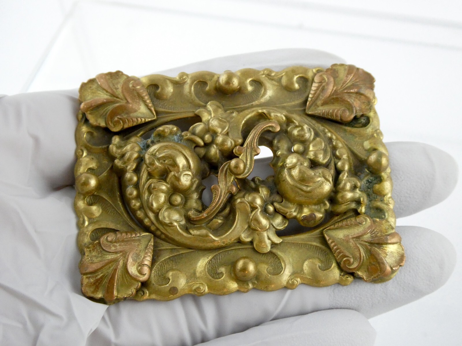 Vintage Brass Goldtone Belt Buckle Style Brooch or Pin Unsigned 25g 2 3/8 Inches