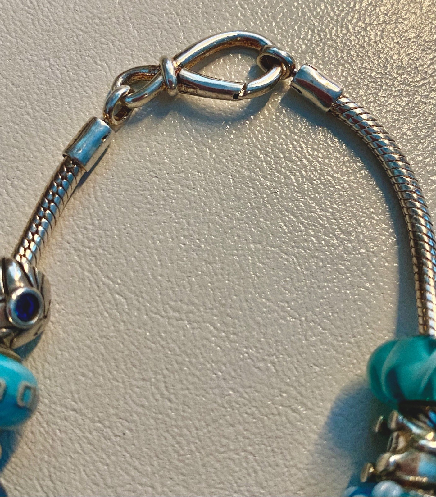 14 Blue + Mixed Makers Sterling Silver Slide Charms Bracelet Ocean Beach