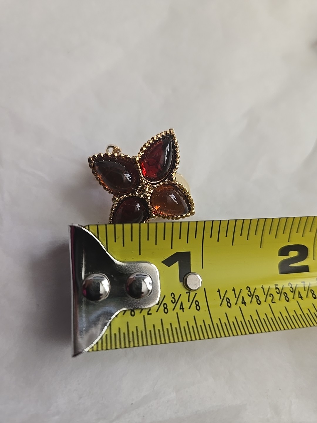 Vtg Avon Mogul Topaz Lucite Cabochon Star Dangle Pin Pendant Clip Earrings