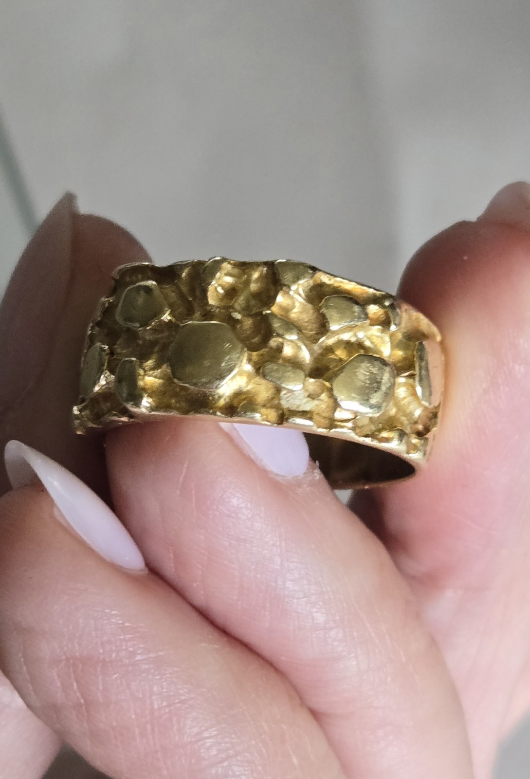 SOLID 14K 10 grm GOLD Nugget 1 cm Wide Band Mens Vintage
