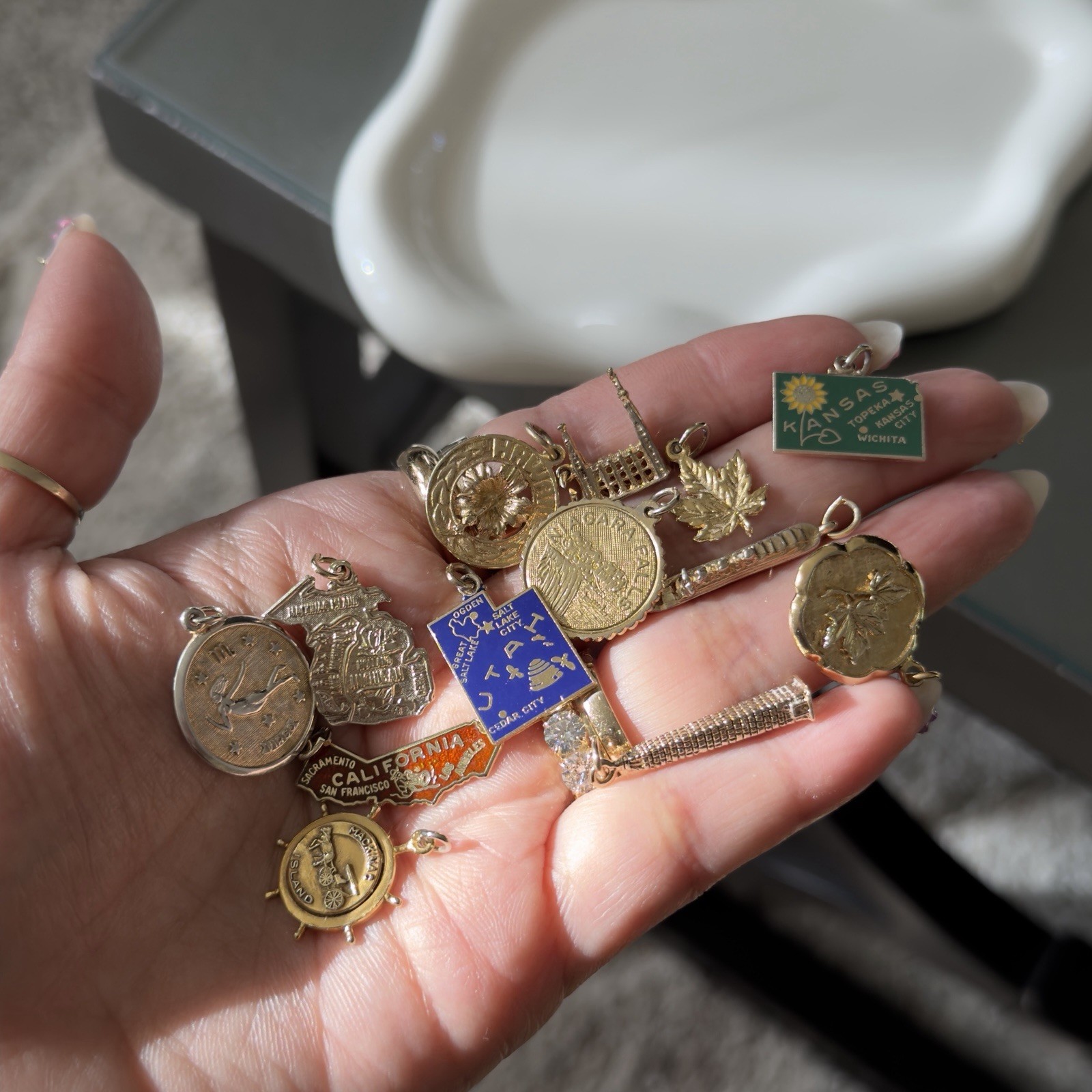Vintage Collectibles Gold Over Sterling Silver 13 Charms Lot