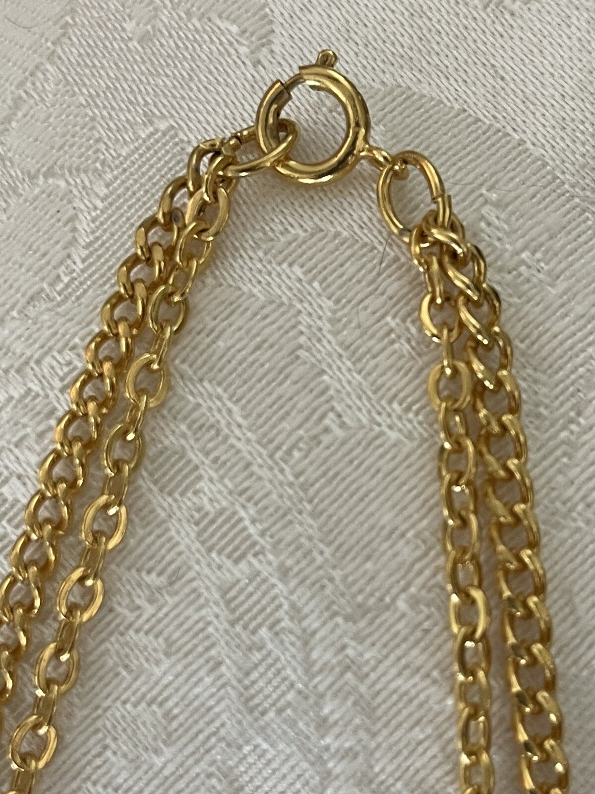 Vintage 24” Gold Tone Black, Cream & Amber Colored Beads Necklace