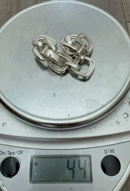VTG Chunky Sterling Silver Geometric Link Bracelet 925 Heavy Modernist 44g