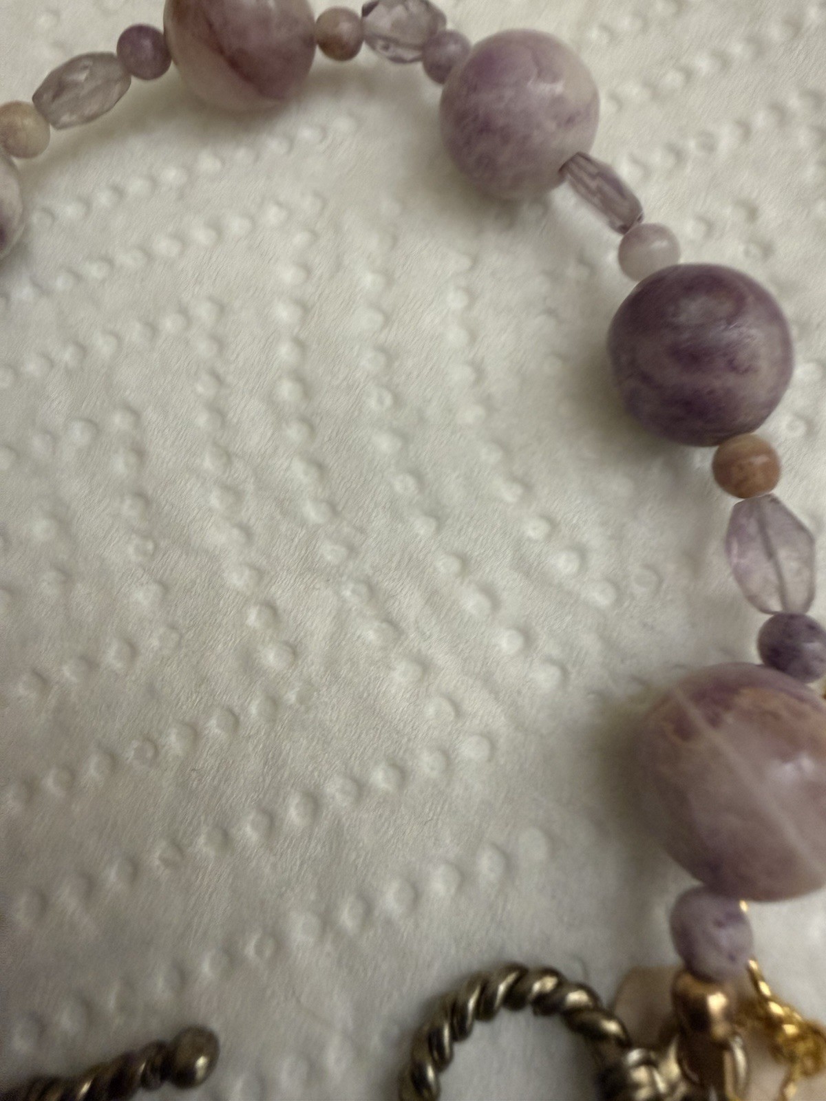 Vintage Amethyst Bead Bracelet 7” Estate
