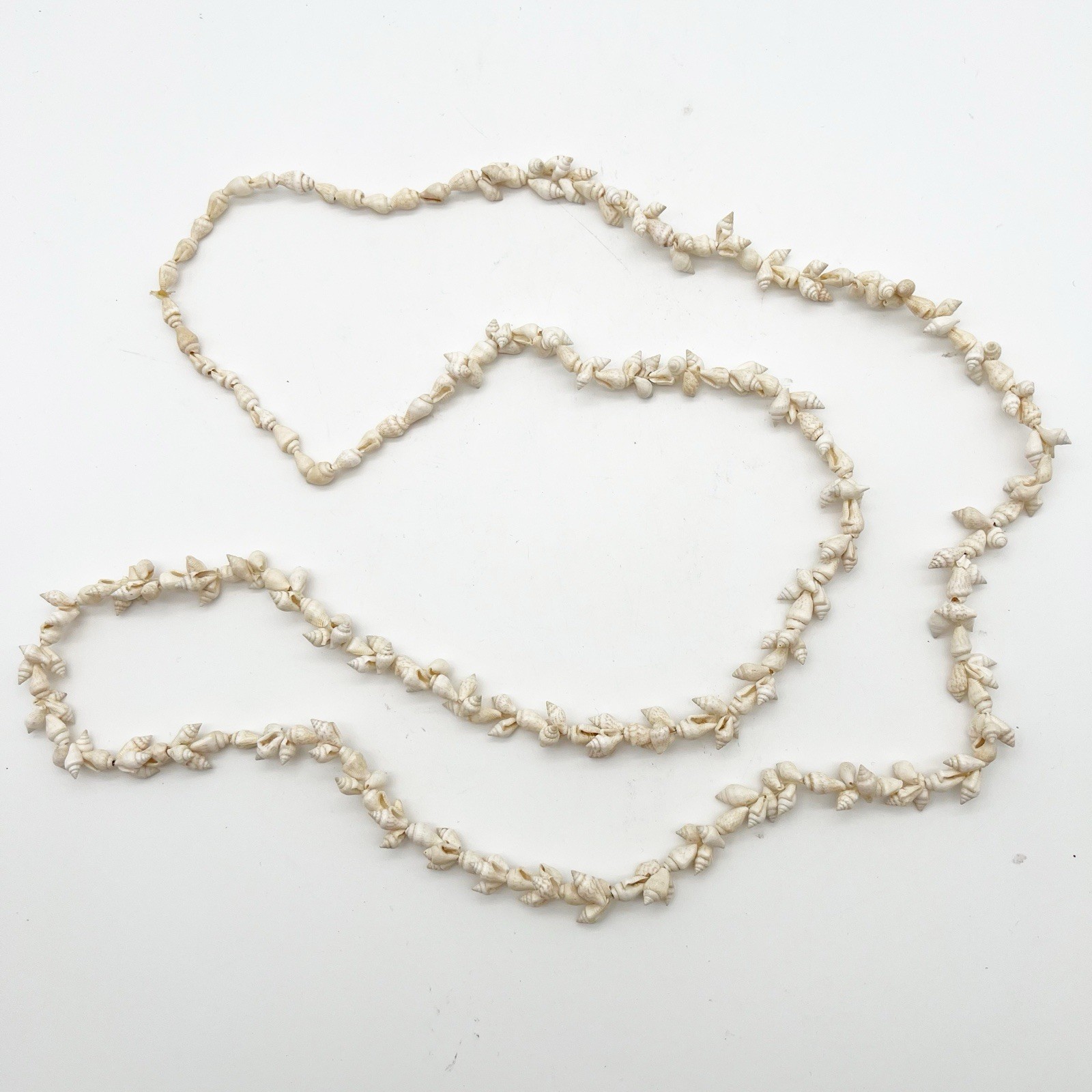 Shell Necklace Vintage Seashell Hawaiian Long Single Strand Wrap 52” Natural