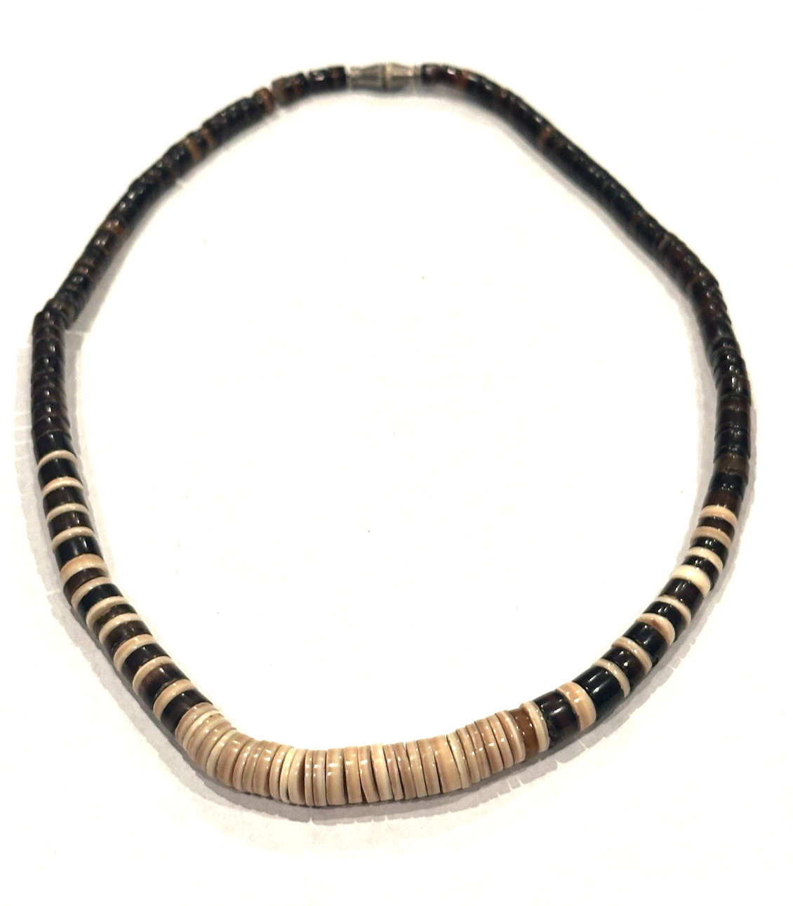BROWN TAN SHELL COCONUT BEADS 15″ CHOKER BEACH Necklace 1980S SURFER HIPPIE EU