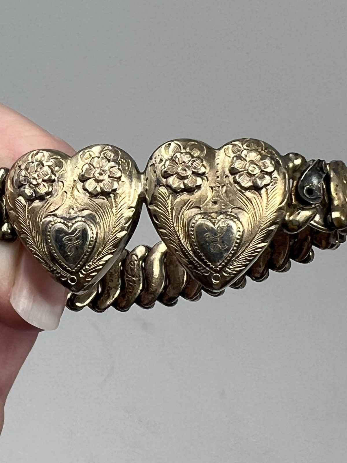 🔥Rare! Vtg WWII double Sweetheart Expansion Bracelet Co-Star Sterling Base