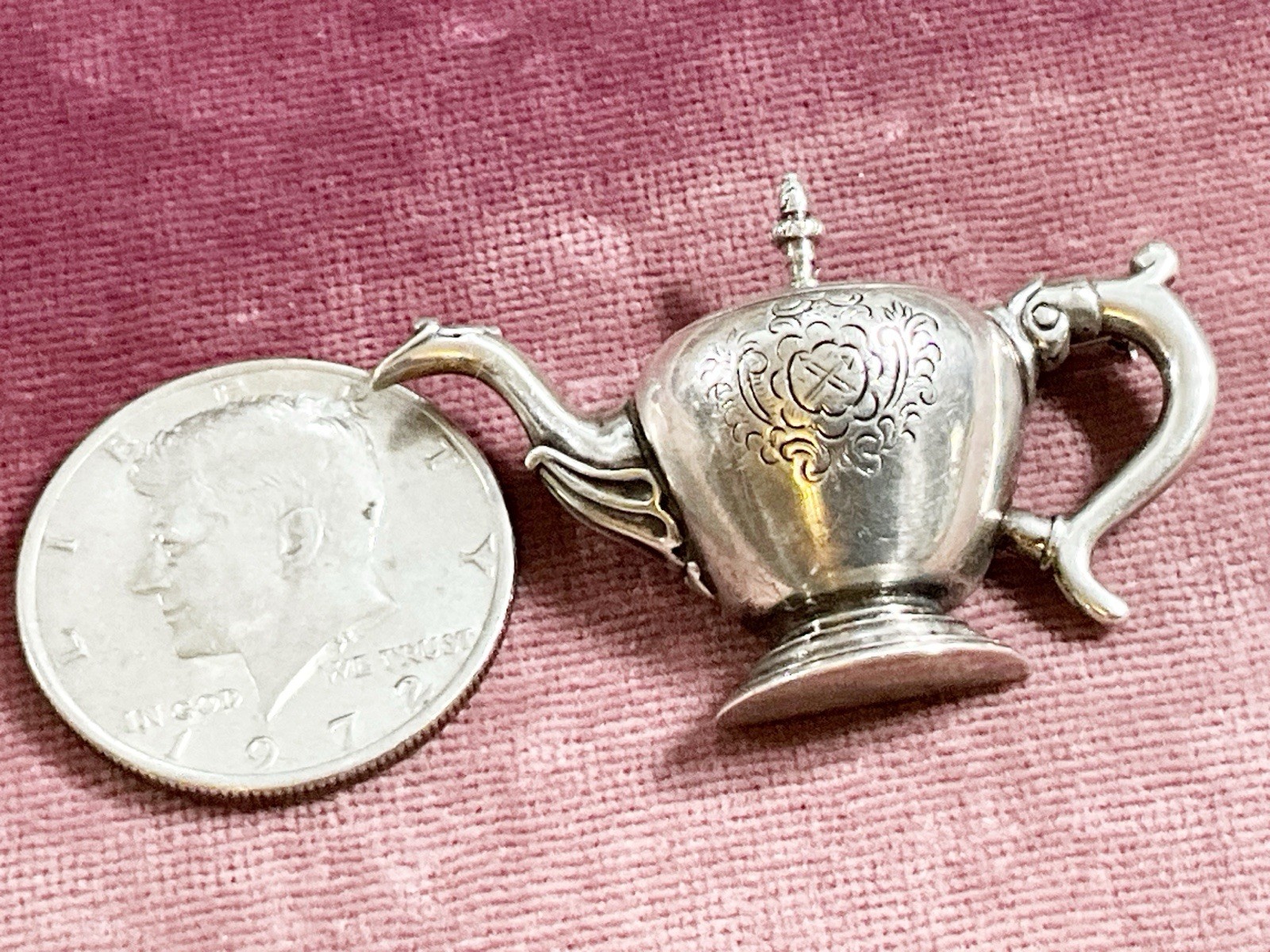 Vintage Sterling Silver Paul Revere Teapot Pin Brooch Boston Museum Of Fine Arts