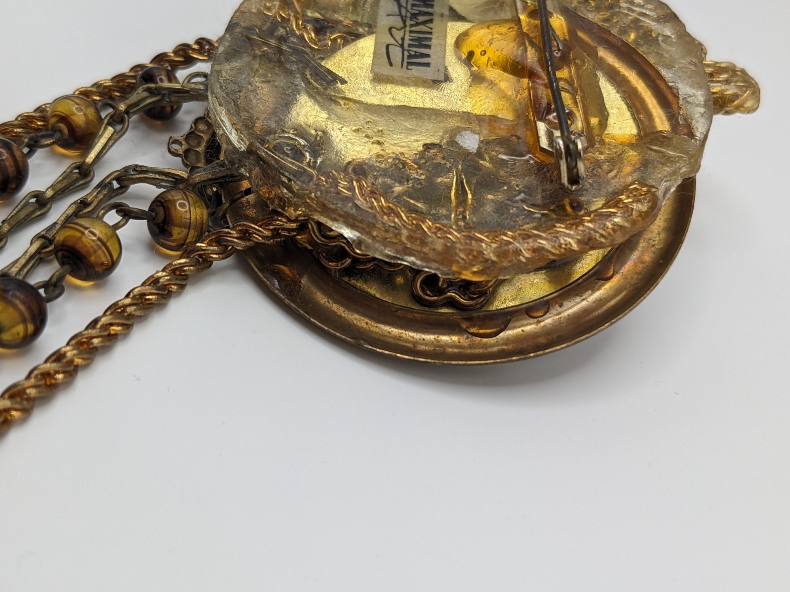 Steampunk John Wind MAXIMAL ART Brooch — Watch Face, Eagle, Hand, Leaf