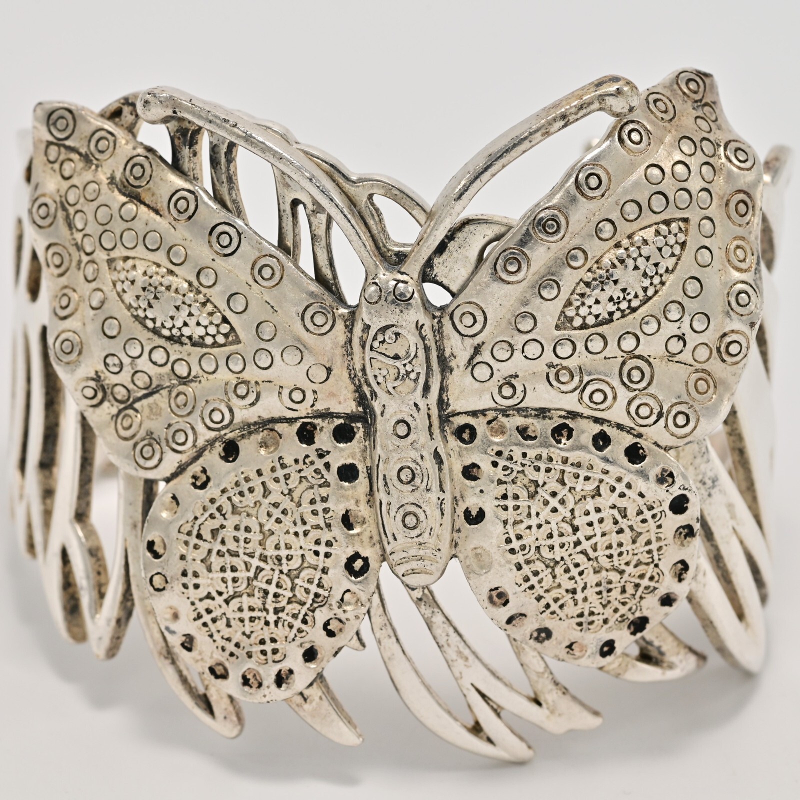 Antique Vintage Original Designer MCM Silver Butterfly Cuff Estate Bracelet