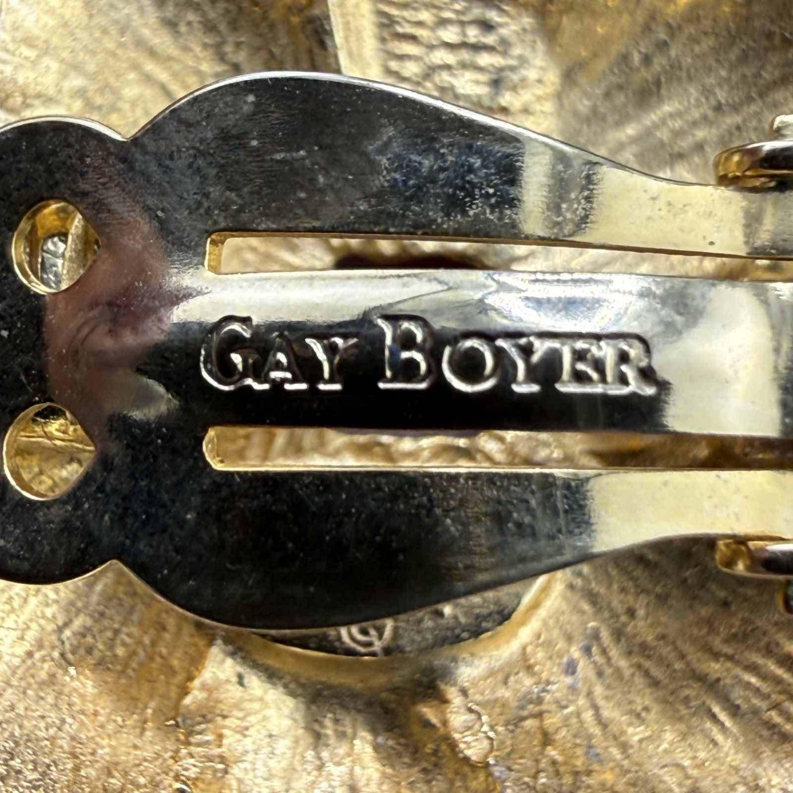 Vintage Gay Boyer Clip On Earrings Gold Tone Enamel Knot