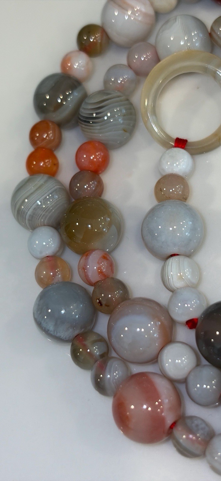 Gorgeous Asian Agate Bead Necklace With Carved Dragon Head Toggle closure