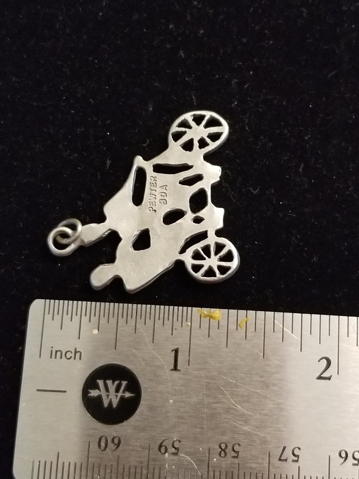 Vintage Pewter BDA Pendant Of A Bicycle Built For 2, 1.25 in. Length