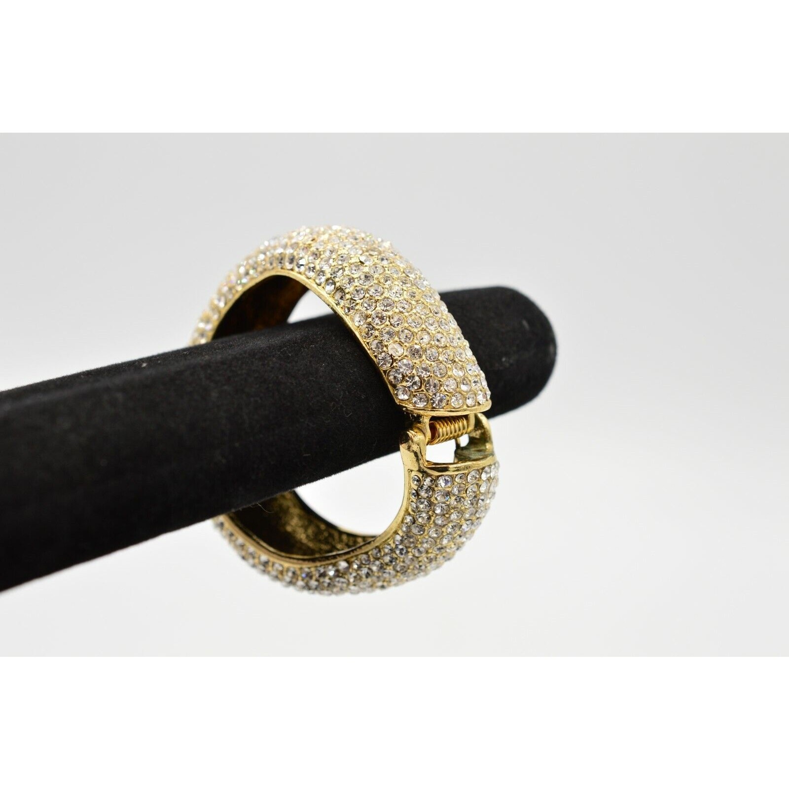 Amrita Singh Chunky Bangle Bracelet Sparkling Rhinestone Crystal Signed BinO