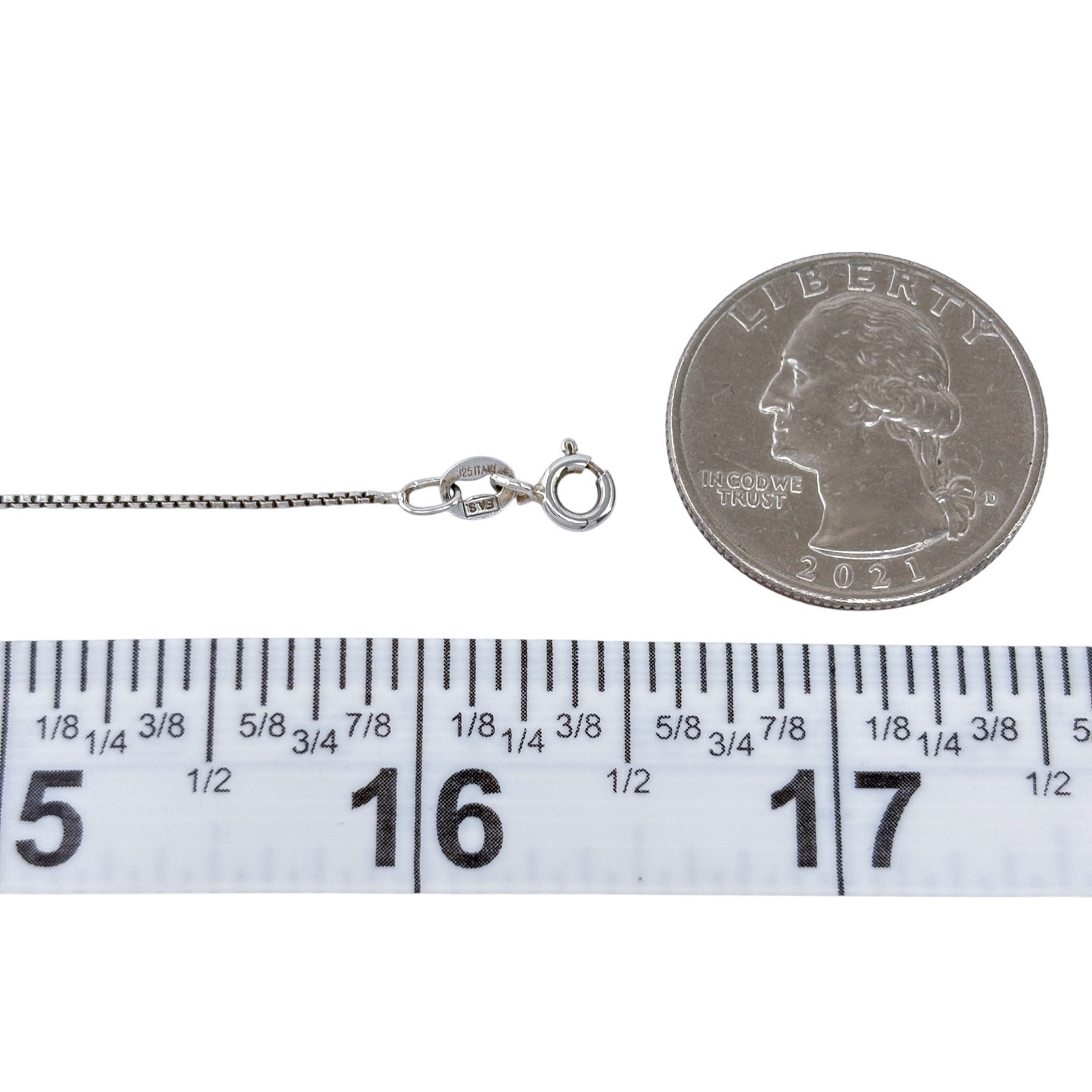Vintage Italy Sterling Silver 925 Box Chain Necklace 16.5″